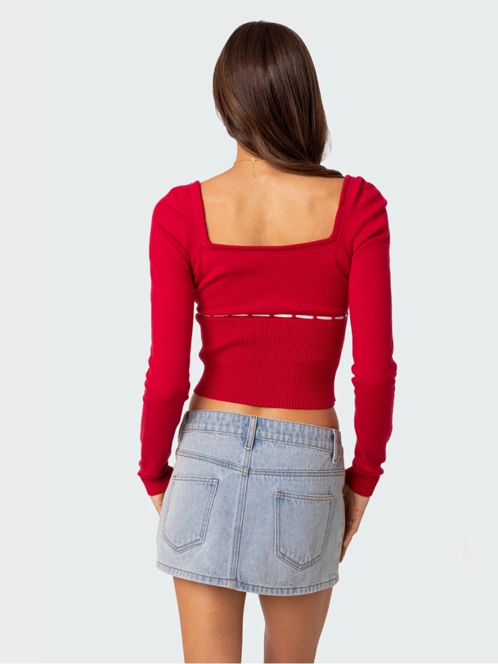 NWOT Edikted Natasha Knit Top Red XS